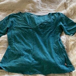 Horny Toad Teal V-Neck Women's Top Organic Cotton